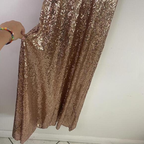 REVELRY champagne sequin plunge maxi formal dress - Picture 4 of 9